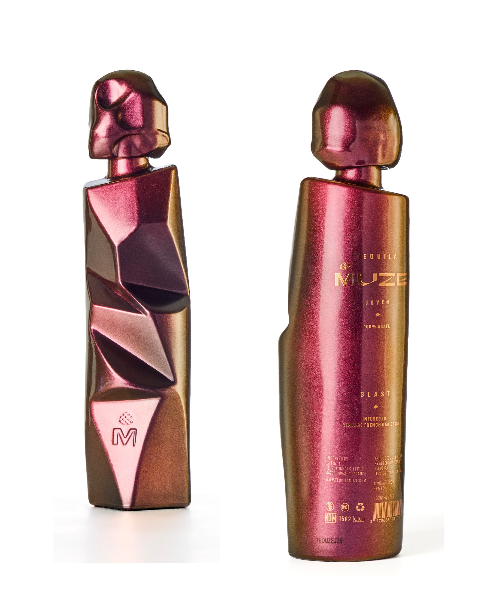 BLAST bottle, front and back